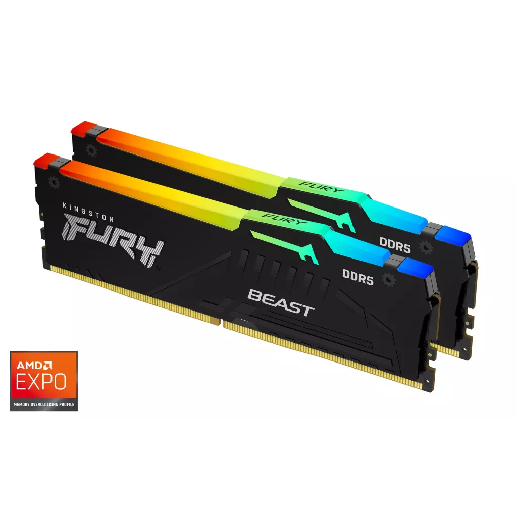 Obrázek produktu Kingston Fury Beast DIMM DDR5 32GB 5600MHz RGB (Kit 2x16GB), AMD EXPO - černá