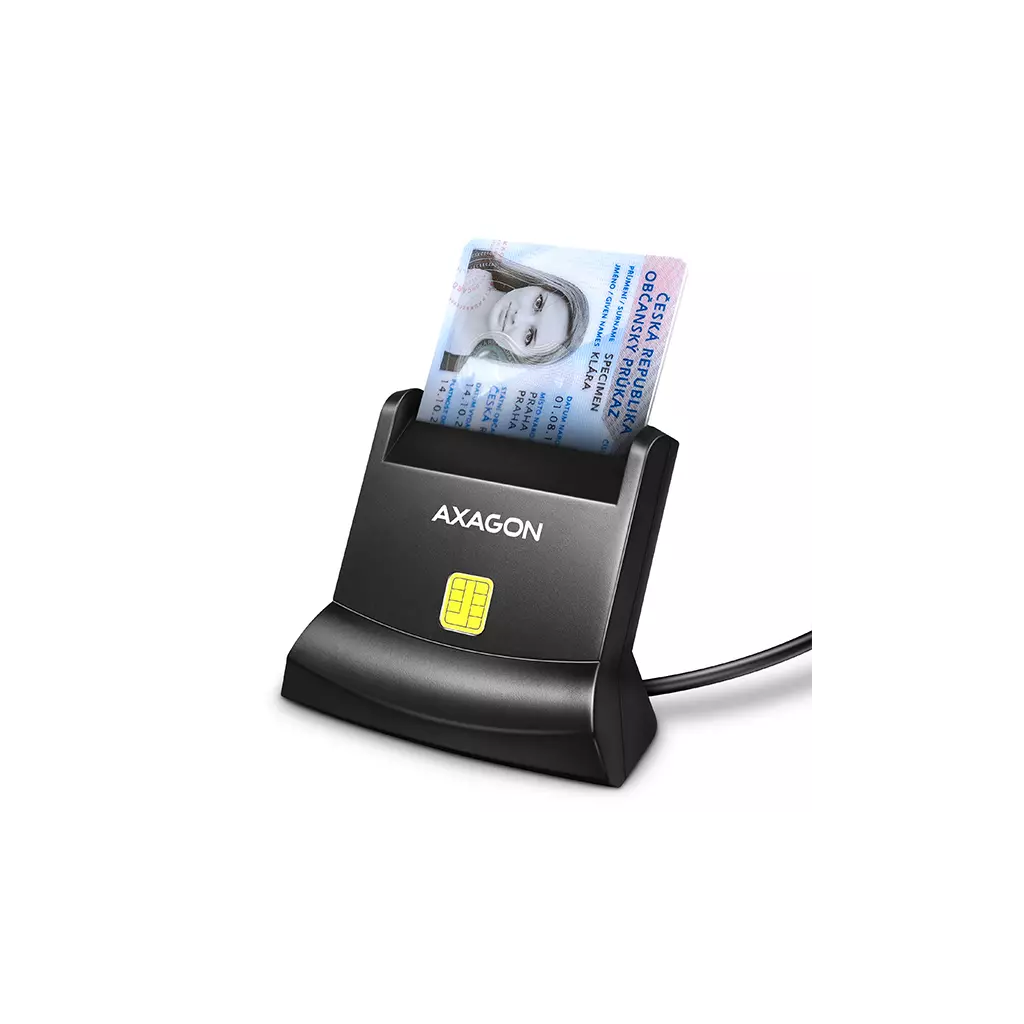 Obrázek produktu AXAGON CRE-SM4N, USB-A StandReader čtečka kontaktních karet Smart card (eObčanka), kabel 1.3m