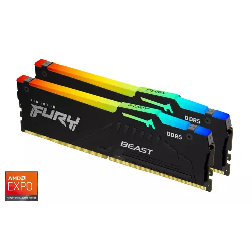obrázek produktu Kingston Fury Beast DIMM DDR5 16GB 5200MHz RGB (Kit 2x8GB), AMD EXPO - černá