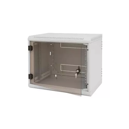 obrázek produktu Triton 19" rozvaděč nástěnný jednodílný 6U/500mm celoskleněné dveře, s otvory pro ventilátory