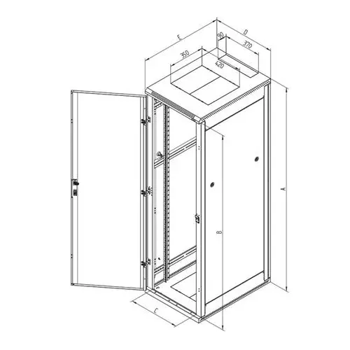 obrázek produktu Triton 19" rozvaděč stojanový 47U/600x800, skleněné dveře, černá barva, nosnost 400Kg