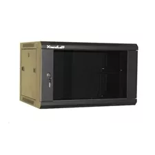 obrázek produktu XtendLan 19\" nástěnný rozvaděč 9U 600x450, nosnost 60 kg, skleněné kouřové dveře, svařovaný, černý
