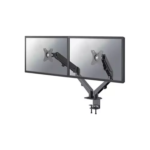 obrázek produktu Neomounts DS70-700BL2/Držák displeje/na stůl/17-27"/svorka/VESA 100X100/nosn. 2x7kg/plynový píst/2 displeje/černý