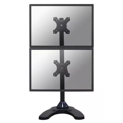obrázek produktu Neomounts FPMA-D700DDV/Držák displeje/na stůl/10-27"/stojan+průchodka/VESA 100X100/nosn. 2x6kg/2 displeje vert/černý