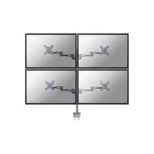 obrázek produktu Neomounts FPMA-D935D4 /Držák displeje/na stůl/10-27"/svorka/3čepy/VESA 100X100/nosn.4x6kg/4 displeje/stříbrný