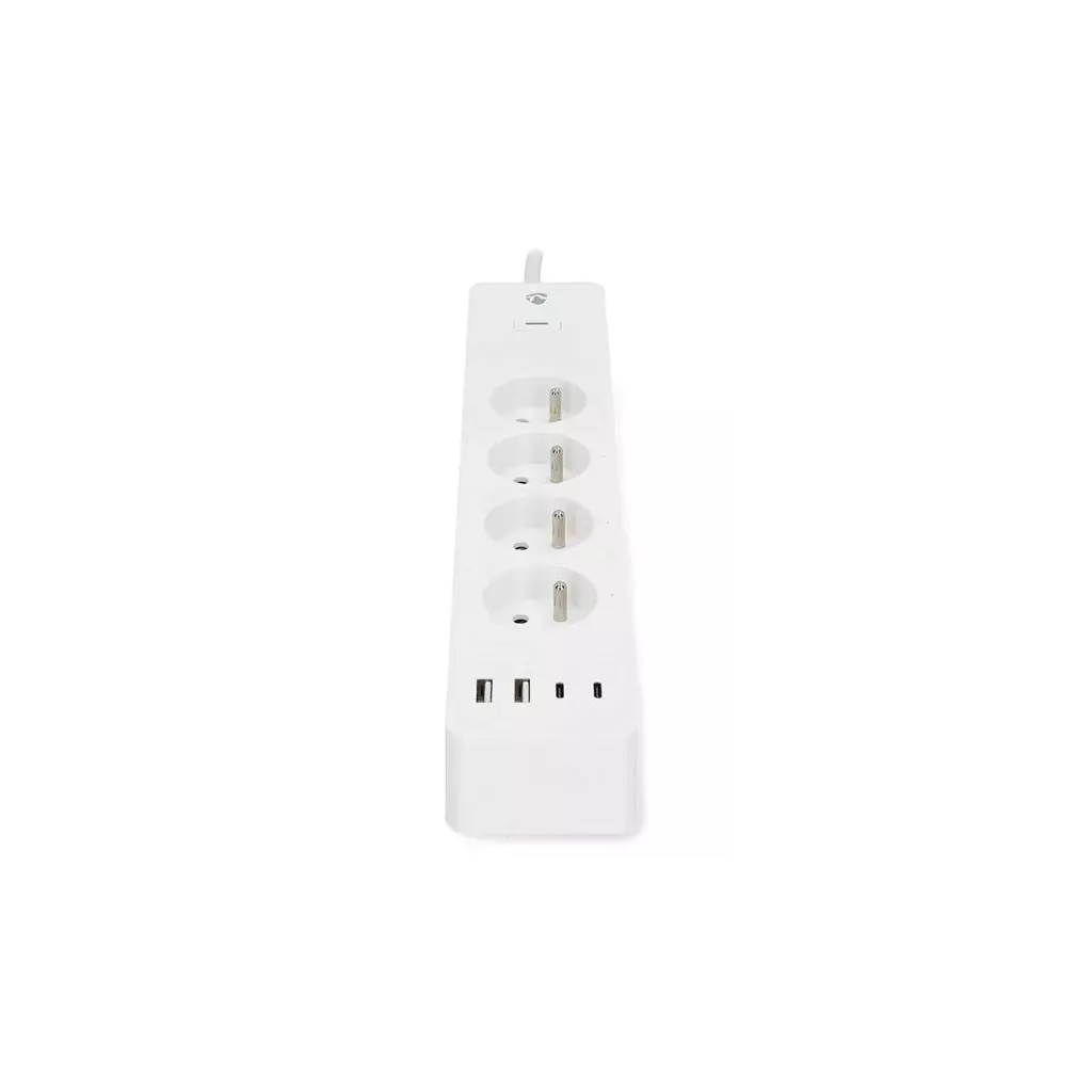 Obrázek produktu NEDIS Wi-Fi chytrý prodlužovací přívod/ 3x zásuvka typu E/ 16A/ 2x USB-A/ 2x USB-C/ 2m/ Android/ iOS/ bílá