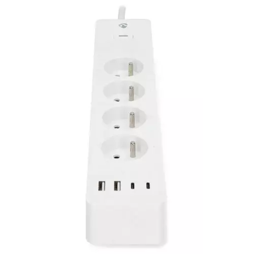 obrázek produktu NEDIS Wi-Fi chytrý prodlužovací přívod/ 3x zásuvka typu E/ 16A/ 2x USB-A/ 2x USB-C/ 2m/ Android/ iOS/ bílá
