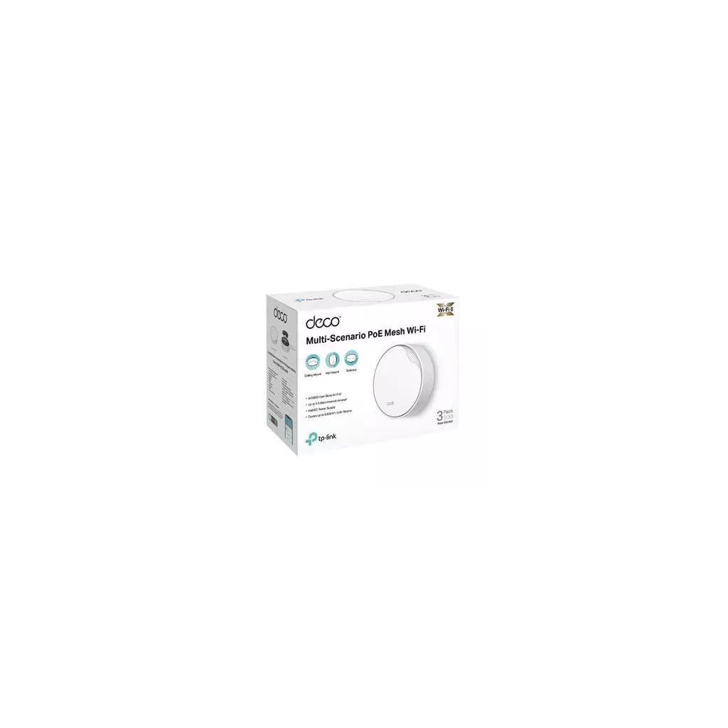 Obrázek produktu WiFi router TP-Link Deco X50-PoE(1-pack) WiFi 6, 1x 2,5GLAN, 1x GLan s PoE, 2,4/ 5GHz AX3000