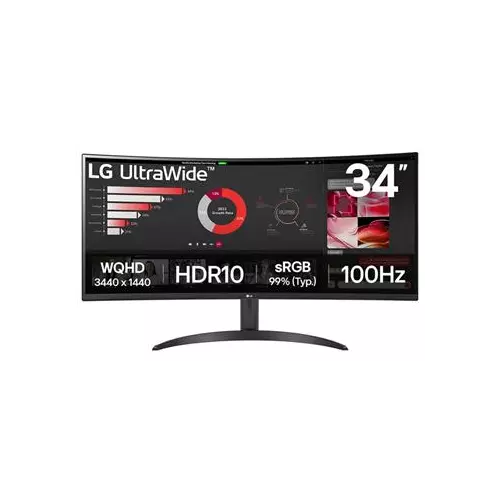 obrázek produktu LG monitor 34WR50QK-B VA 34" QHD zakřivený / 3440x1440 /21:9/ 300 cd/m2/ 5ms (GtG)/ HDMI /DP/on screen control /HDR 10