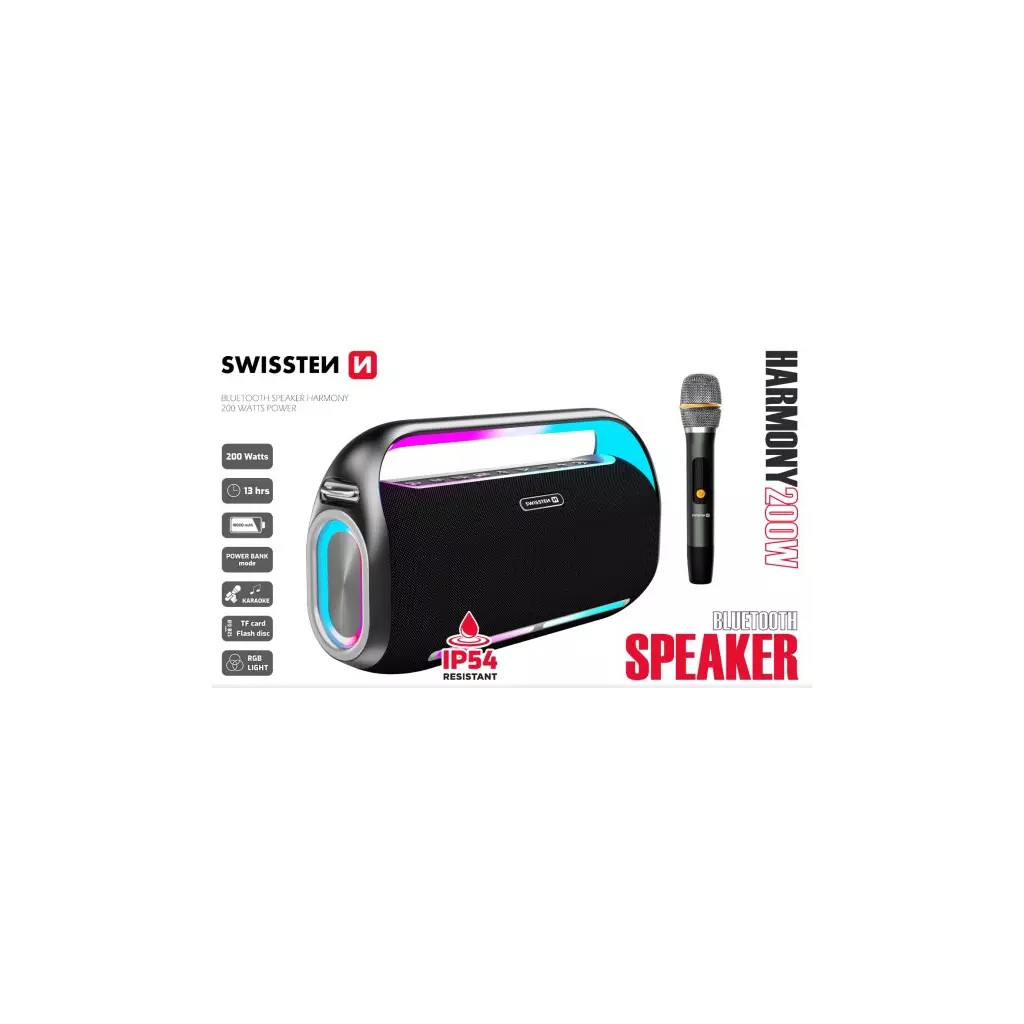 Obrázek produktu SWISSTEN BLUETOOTH REPRODUKTOR HARMONY 200W ČERNÝ