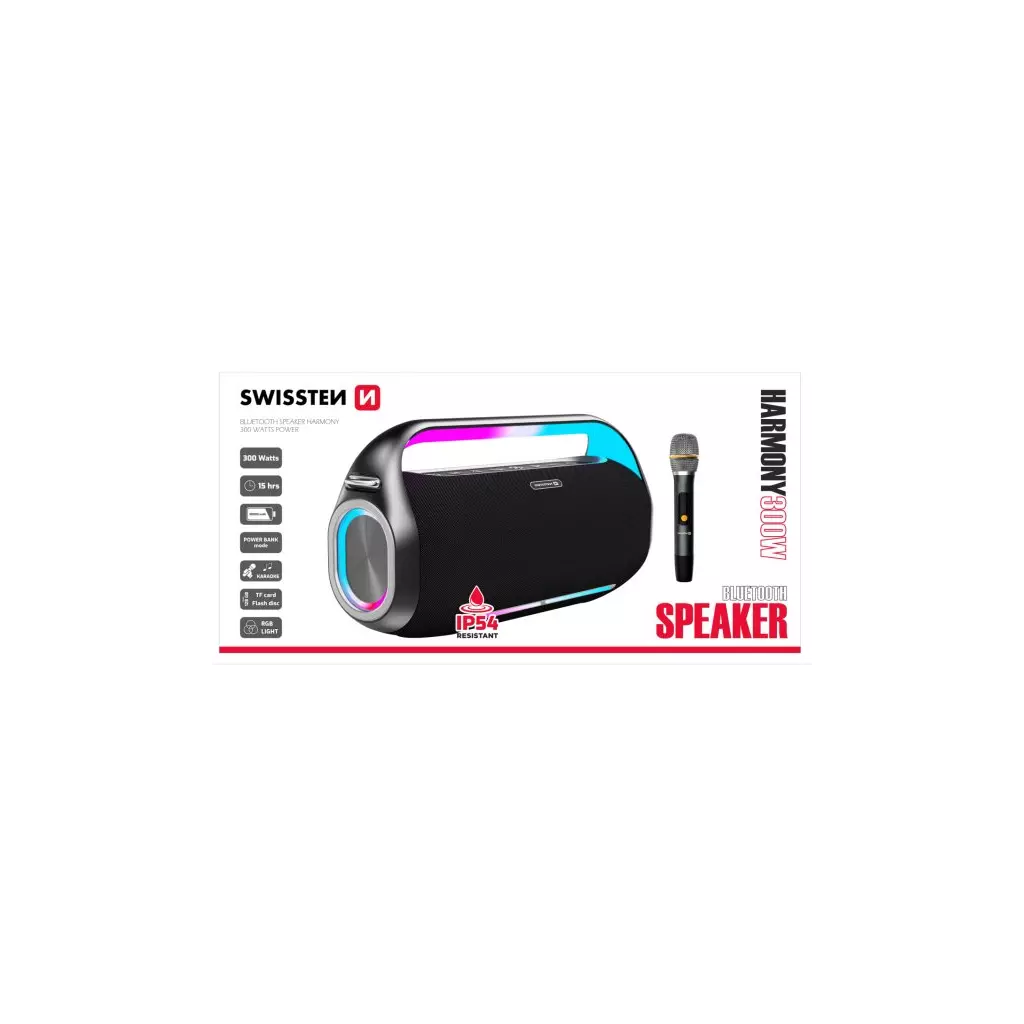 Obrázek produktu SWISSTEN BLUETOOTH REPRODUKTOR HARMONY 300W ČERNÝ