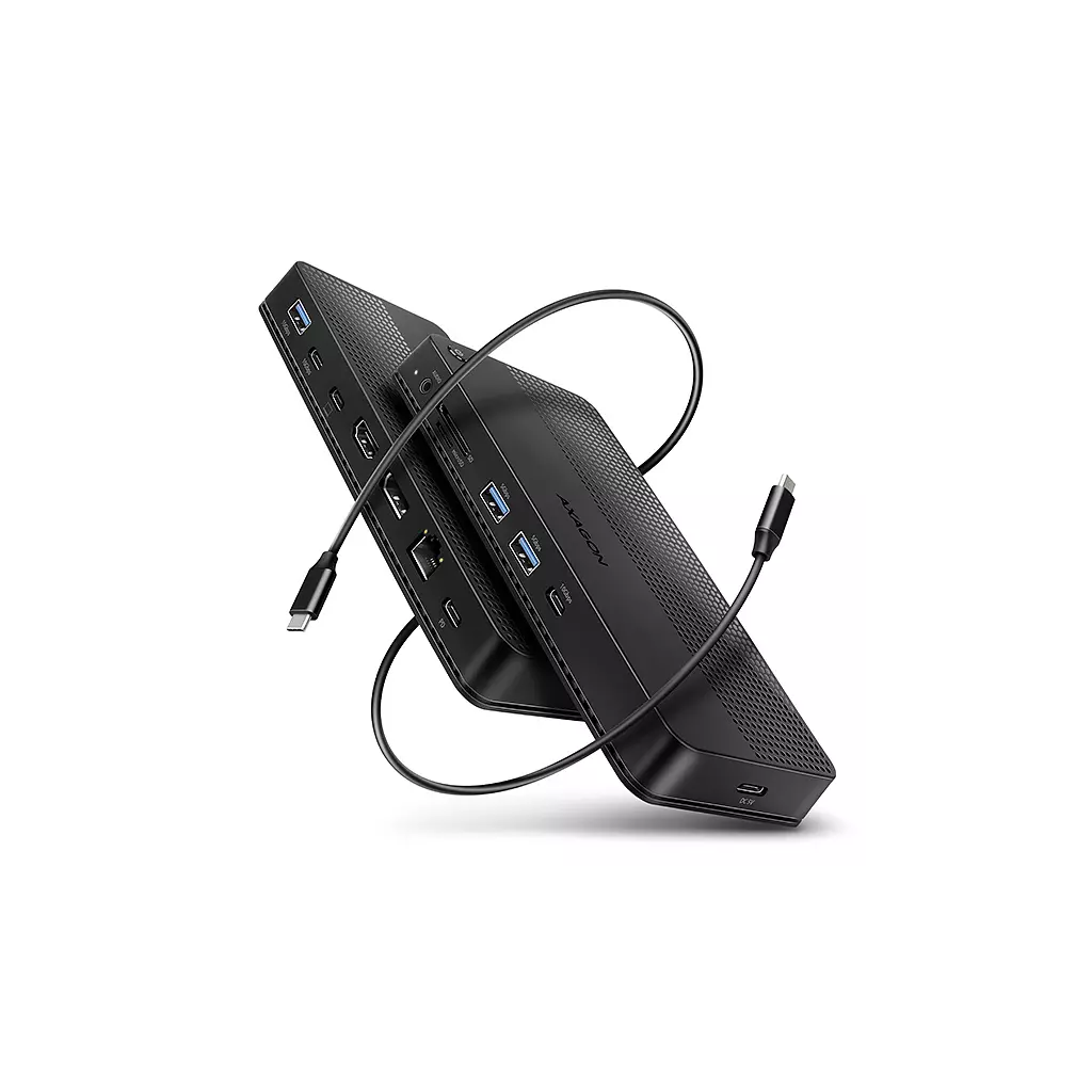 Obrázek produktu AXAGON HMC-U4, USB4 40Gbps dock, 3x USB-A, 2x USB-C, HDMI & DP 8K/30Hz, RJ-45, SD/mSD, audio, PD100W