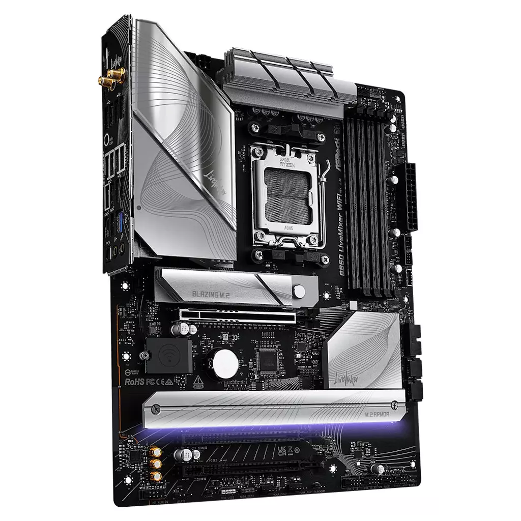 Obrázek produktu ASRock B850 LiveMixer WiFi / AMD B850 / AM5 / 4x DDR5 DIMM / 3x M.2 / HDMI / DP / USB-C / WiFi / ATX