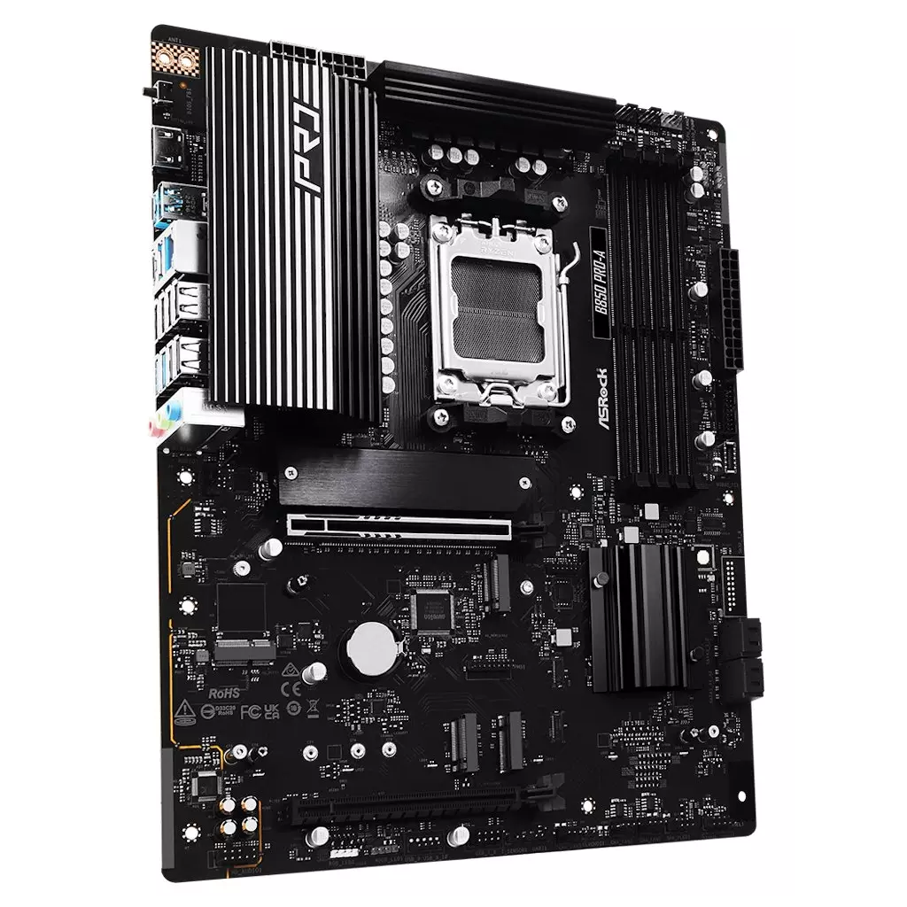 Obrázek produktu ASRock B850 Pro-A / AMD B850 / AM5 / 4x DDR5 DIMM / 4x M.2 / HDMI / USB-C / ATX