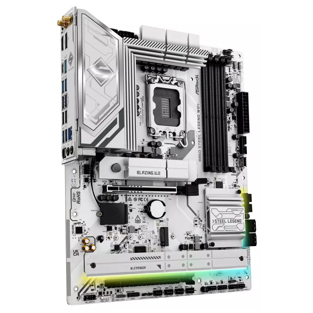 Obrázek produktu ASRock B860 Steel Legend WiFi / Intel B860 / LGA1851 / 4x DDR5 / 4x M.2 / HDMI / DP / Thunderbolt 4 / WiFi / ATX