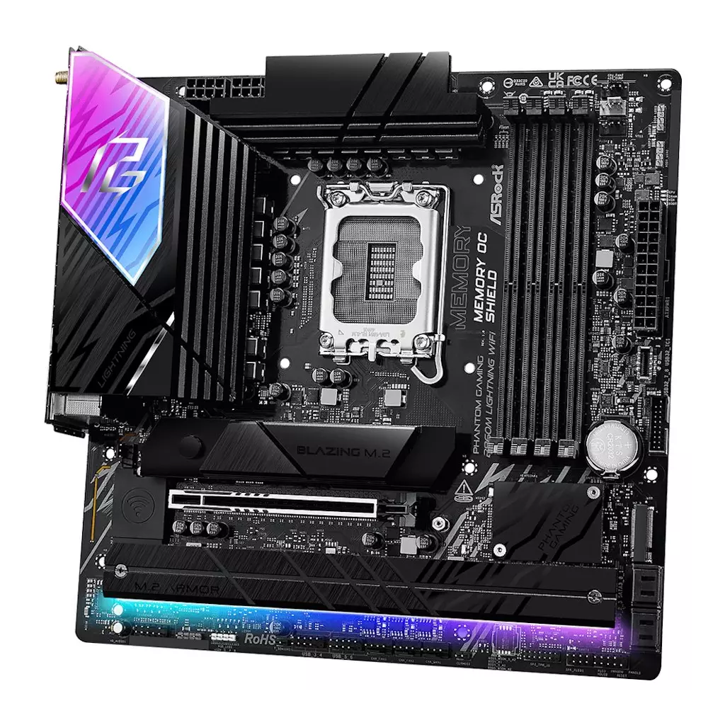 Obrázek produktu ASRock B860M Lightning WiFi / Intel B860 / LGA1851 / 4x DDR5 / 4x M.2 / HDMI / DP / Thunderbolt 4 / WiFi / mATX