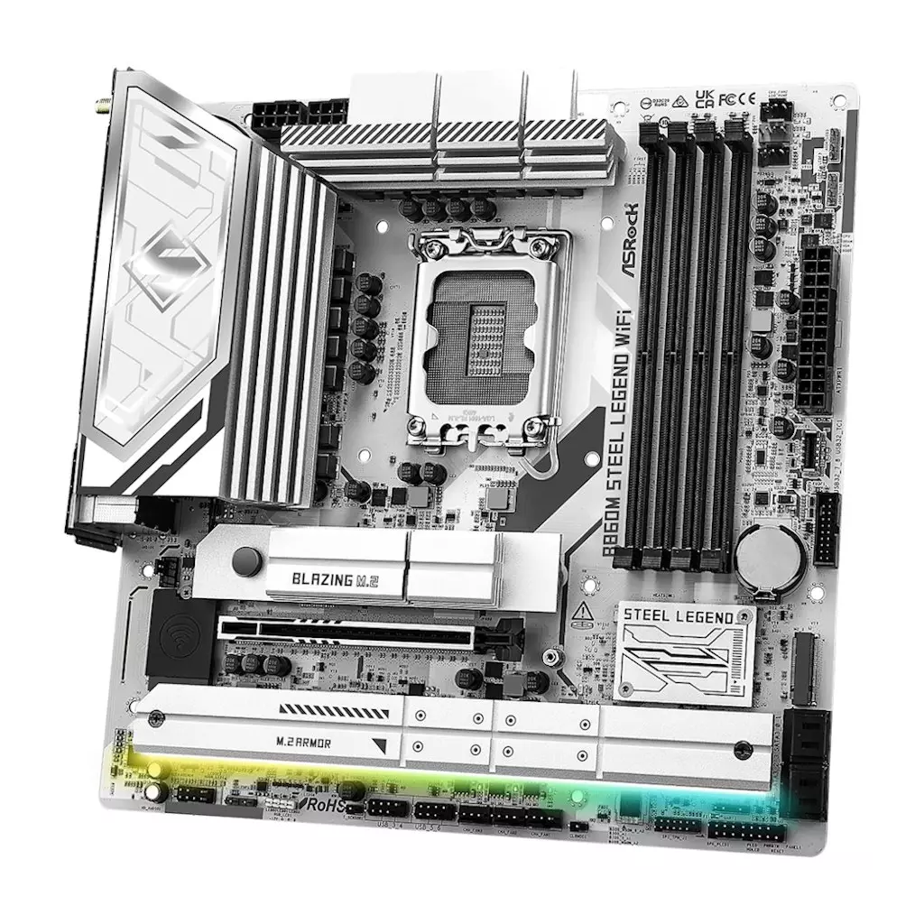 Obrázek produktu ASRock B860M Steel Legend WiFi / Intel B860 / LGA1851 / 4x DDR5 / 4x M.2 / HDMI / DP / Thunderbolt 4 / WiFi / mATX