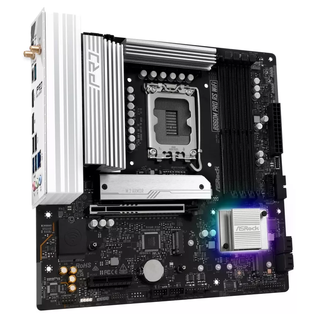 Obrázek produktu ASRock B860M Pro RS WiFi / Intel B860 / LGA1851 / 4x DDR5 / 3x M.2 / HDMI / DP / USB-C / WiFi / mATX