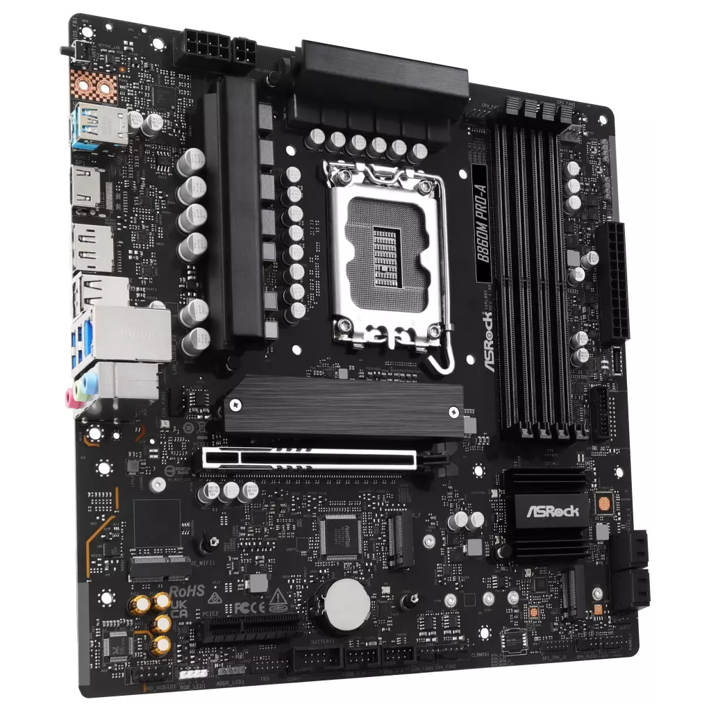 Obrázek produktu ASRock B860M Pro-A / Intel B860 / LGA1851 / 4x DDR5 / 3x M.2 / HDMI / DP / USB-C / mATX