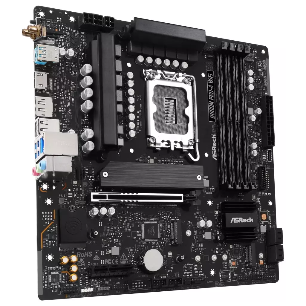 Obrázek produktu ASRock B860M Pro-A WiFi / Intel B860 / LGA1851 / 4x DDR5 / 3x M.2 / HDMI / DP / USB-C / WiFi / mATX