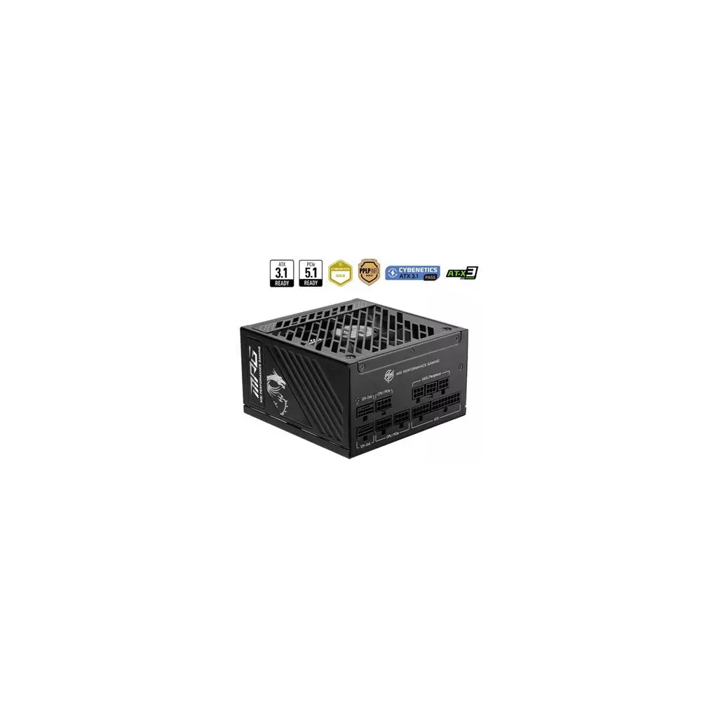 Obrázek produktu MSI zdroj MPG A1250GS PCIE5/ 1250W/ ATX3.1/ akt. PFC/ 10 let celk. záruka/ 135mm fan/ modulární kabeláž/ 80PLUS Gold