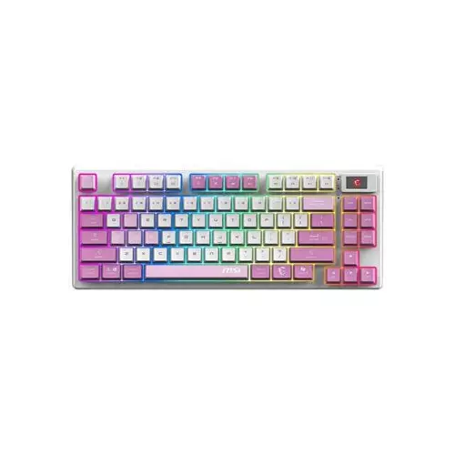 obrázek produktu MSI herní klávesnice FORGE GK600 TKL Violet/ bezdrátová 2,4GHz+BT/ mechanická/ RGB/ USB-C/ display/ CZ+SK layout