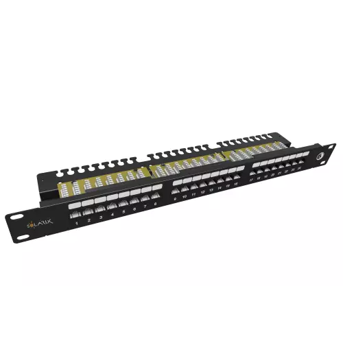 obrázek produktu Solarix - 19" patch panel 24 x RJ45 CAT6 UTP s vyvazovací lištou 1U