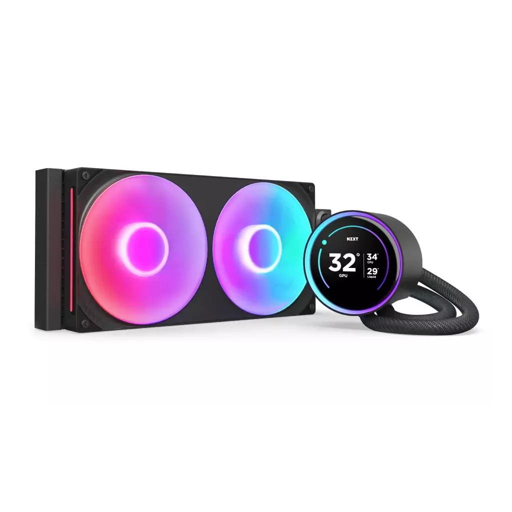 Obrázek produktu NZXT vodní chladič Kraken 280 ELITE RGB / 2x140mm RGB fan / 4-pin PWM / LCD disp. / 6 let