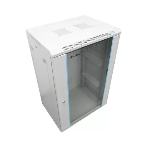 obrázek produktu XtendLan 15U/600x600, na zeď, jednodílný, rozložený, skleněné dveře, šedý