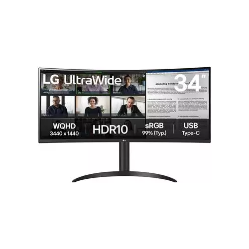 obrázek produktu LG monitor 34WR55QK-B VA 34" UWQHD zakřivený /3440×1440(21:9)/100Hz/DP/HDMI//USB/výš. nastav.