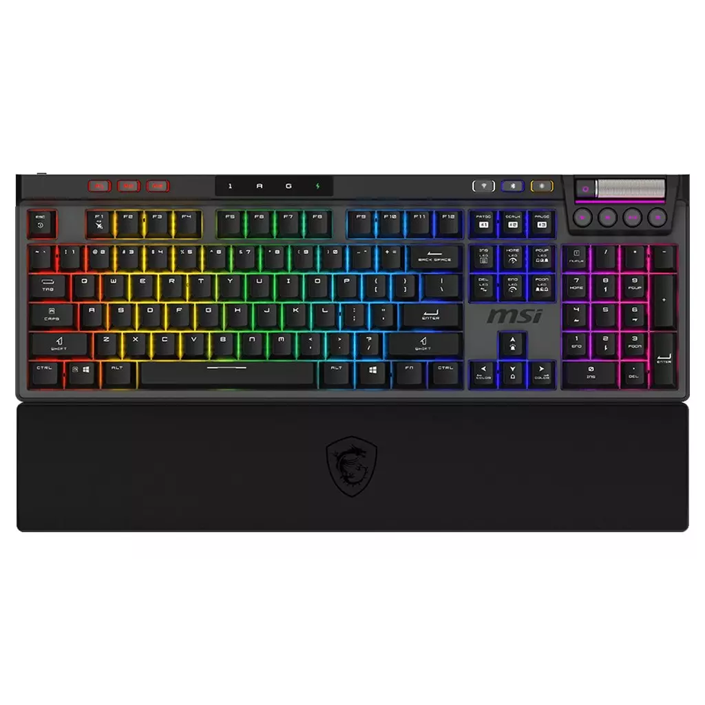 Obrázek produktu MSI herní klávesnice STRIKE PRO Wireless Silent/ bezdrátová 2,4GHz+BT/ mechanická/ RGB/ USB/ předložka/ CZ+SK layout