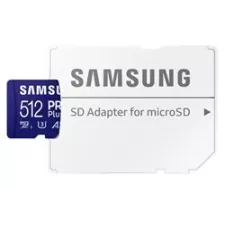 obrázek produktu Samsung paměťová karta 512GB PRO Plus micro SDXC CL10 U3 (č/z: až 180/až 130MB/s) + SD adaptér