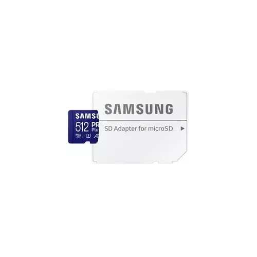 obrázek produktu Samsung paměťová karta 512GB PRO Plus micro SDXC CL10 U3 (č/z: až 180/až 130MB/s) + SD adaptér