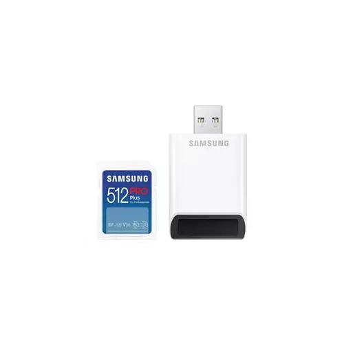 obrázek produktu Samsung paměťová karta 512GB PRO Plus micro SDXC CL10 U3 (č/z: až 180/až 130MB/s) + USB adaptér