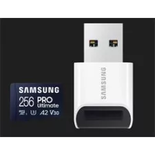 obrázek produktu Samsung paměťová karta 256GB PRO Ultimate CL10 Micro SDXC Grade 3 (č/z: až 200/130MBs) + USB Adaptér