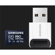 obrázek produktu Samsung paměťová karta 512GB PRO Ultimate CL10 Micro SDXC Grade 3 (č/z: až 200/130MBs) + USB Adaptér