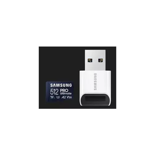 obrázek produktu Samsung paměťová karta 512GB PRO Ultimate CL10 Micro SDXC Grade 3 (č/z: až 200/130MBs) + USB Adaptér