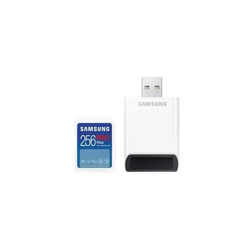 obrázek produktu Samsung paměťová karta 256GB PRO Plus SDXC CL10 U3 V30 (č/z: až 180/až 130MB/s) + USB adaptér