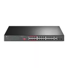 obrázek produktu TP-LINK switch 26-Port 10/100Mbps PoE+, 24x 10/100Mbps PoE+ Ports, 2x GbE RJ45 Ports, 2 Combo SFP Slots, 802.3at/af