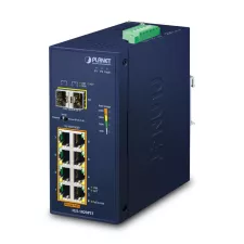 obrázek produktu PLANET IP30 Ind 8-P 10/100/1000T Nespravované Gigabit Ethernet (10/100/1000) Podpora napájení po Ethernetu (PoE) Modrá