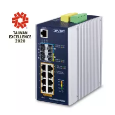 obrázek produktu PLANET IP30 DIN-rail Industrial L3 8P Řízený Gigabit Ethernet (10/100/1000) Hliník, Modrá