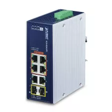 obrázek produktu PLANET IP30 Industrial 4-Port Nespravované Gigabit Ethernet (10/100/1000) Podpora napájení po Ethernetu (PoE) Modrá, Bílá