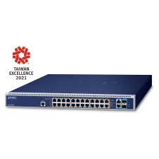 obrázek produktu PLANET GS-6322-24P4X síťový přepínač Řízený L3 10G Ethernet (100/1000/10000) 1U Modrá