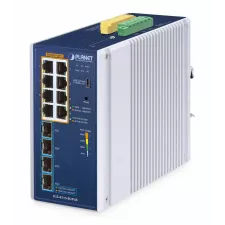 obrázek produktu PLANET IP30 Industrial L2/L4 8-Port Řízený L2/L4 Gigabit Ethernet (10/100/1000) Hliník, Modrá