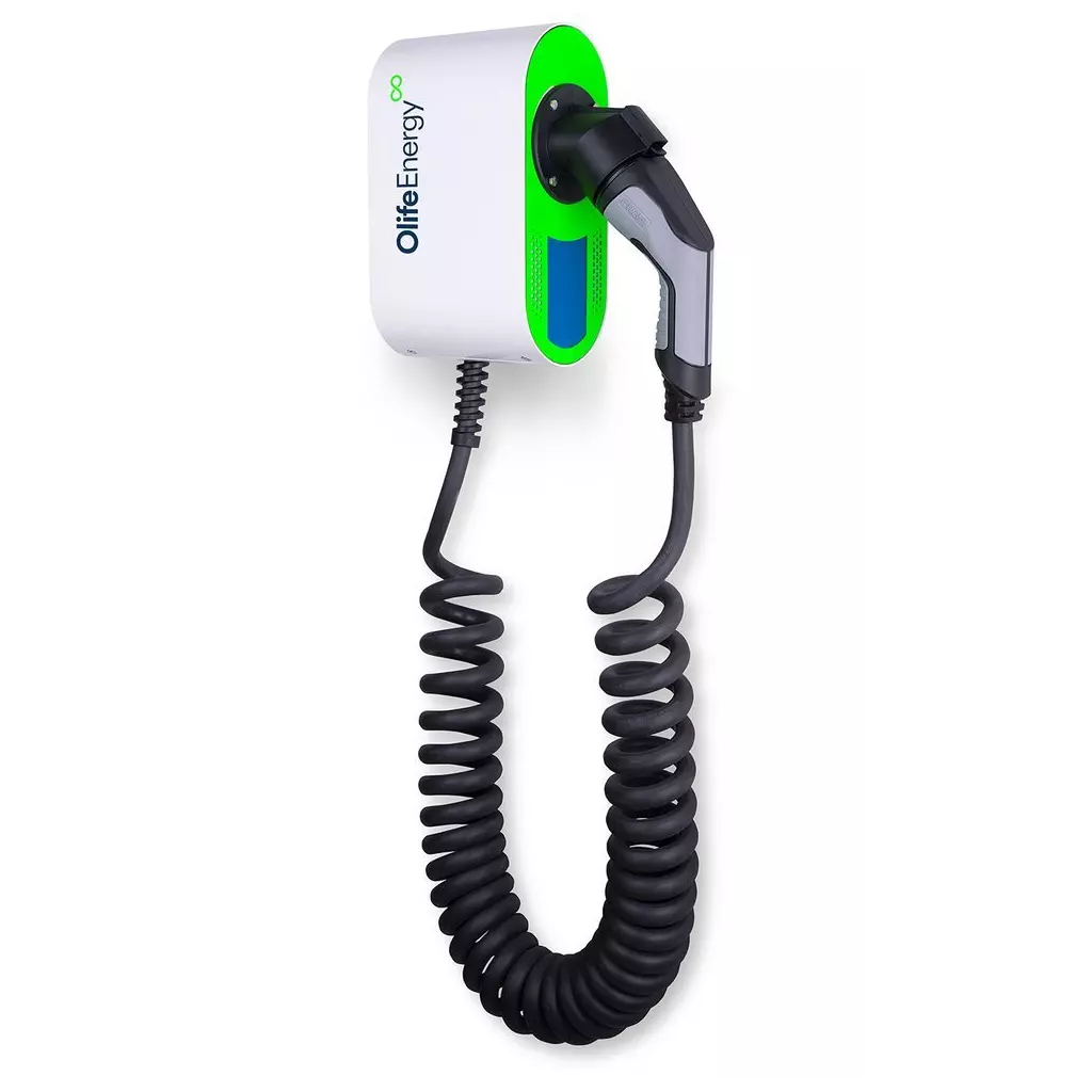 Obrázek produktu OlifeEnergy EV nabíječ elektromobilů BASE AC 22kW, Wallbox, Type2, kroucený kabel, RFID, automód