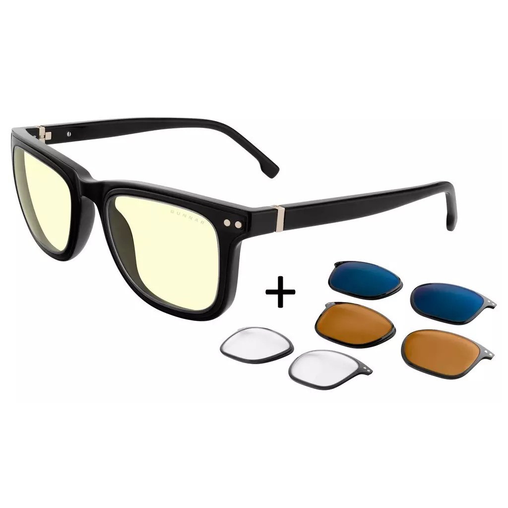 Obrázek produktu GUNNAR kancelářské/herní brýle CUPERTINO ONYX * jantarová/čirá/sluneční/jantarová MAX skla * BLF65/BLF35/BLF90/BLF98