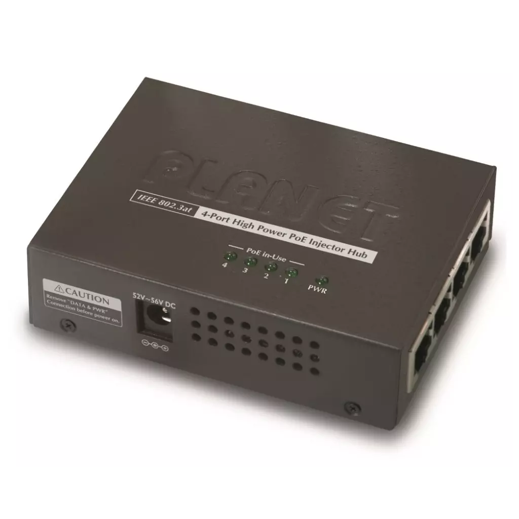 Obrázek produktu Planet HPOE-460 PoE injektor, 4x 1Gbps PoE 802.3at 30/120 W