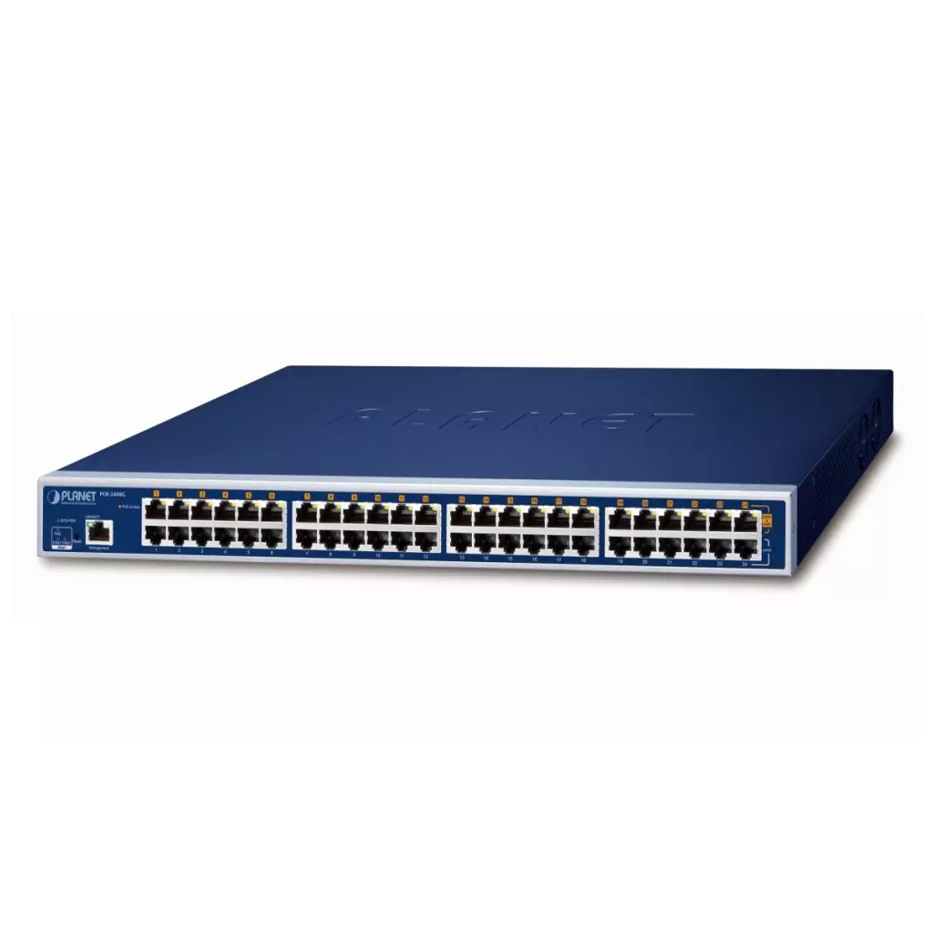 Obrázek produktu Planet POE-2400G PoE injektor IEEE802.3at, 24x 1000Base-T Gigabit, PoE 440W, PING watchdog+scheduler