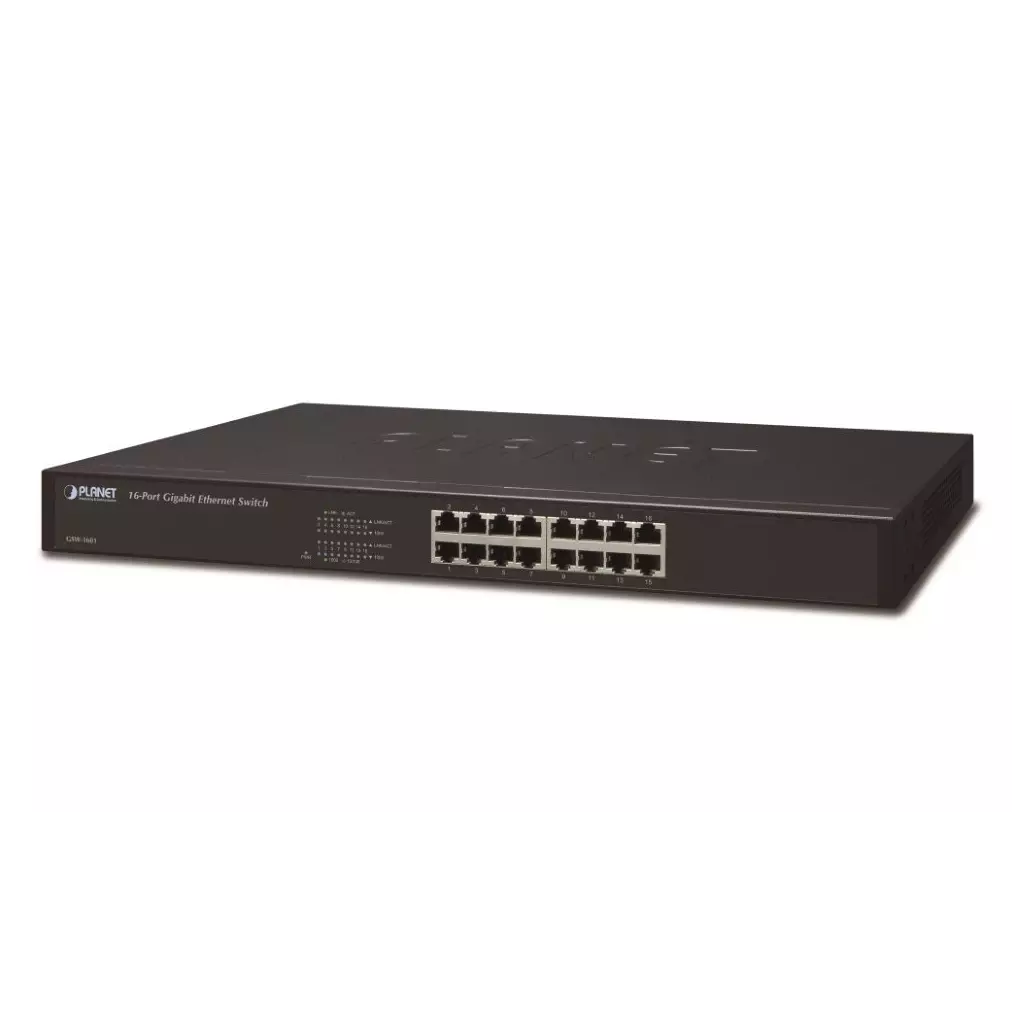 Obrázek produktu Planet GSW-1601 Switch 16x 10/100/1000, kov, rackmount, fanless