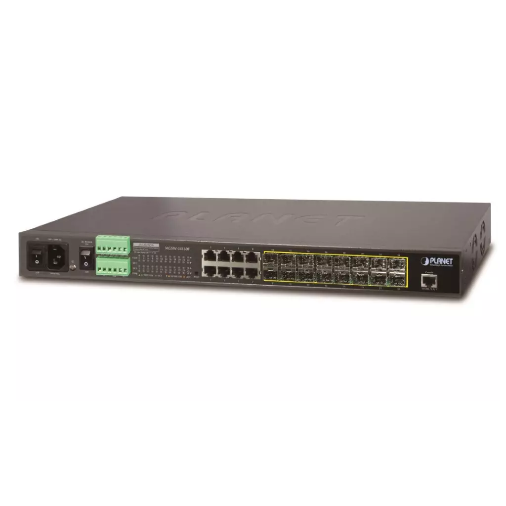 Obrázek produktu Planet MGSW-24160F Metro L3 switch, 8x 1Gb, 16x1Gb SFP, 36-60VDC, 0~60°C